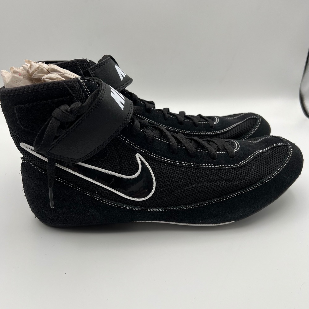 Nike Speedsweep VII Wrestling Shoes Mens 13 Black White High Top Mesh Suede‎